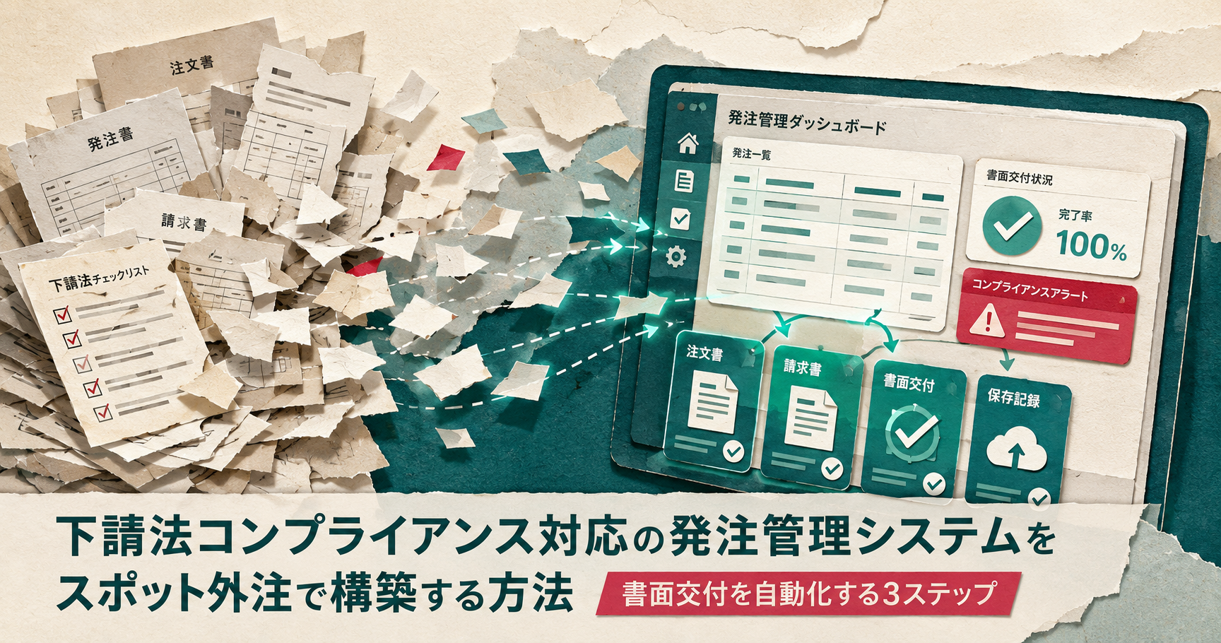 下請法コンプライアンス対応の発注管理システムをスポット外注で構築する方法｜書面交付を自動化する3ステップ