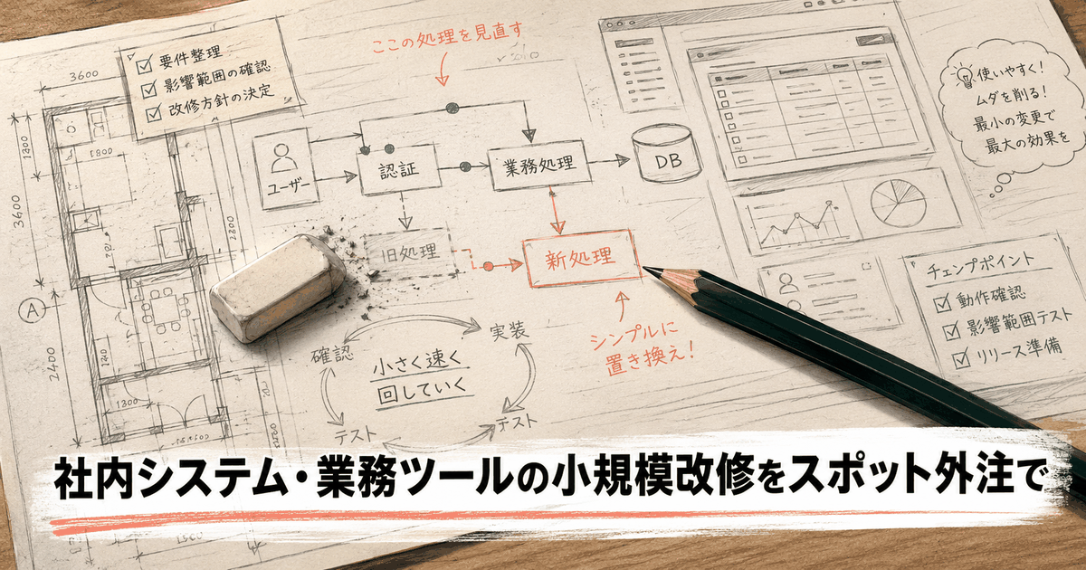社内システム・業務ツールの小規模改修をスポット外注で依頼する方法｜ベンダー対応待ちを解消する3ステップ