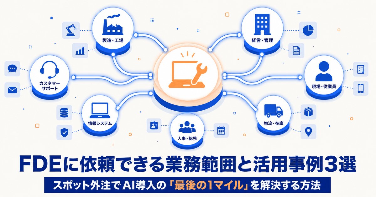 FDEに依頼できる業務範囲と活用事例3選｜スポット外注でAI導入の「最後の1マイル」を解決する方法