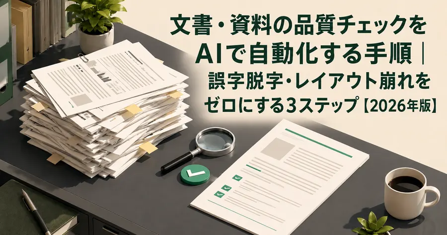 文書・資料の品質チェックをAIで自動化する手順｜誤字脱字・レイアウト崩れをゼロにする3ステップ【2026年版】